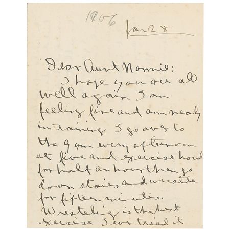 Lot #365 George S. Patton: “The new preacher here is always preying that we be delivered from the evils of idleness. If he ever lived a day in barracks I guess he would have less fear of our going to hell by that road” - Image 1
