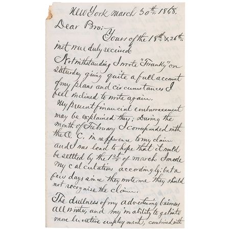 Lot #215 Charles Guiteau: Garfield’s assassin struggles financially - Image 1