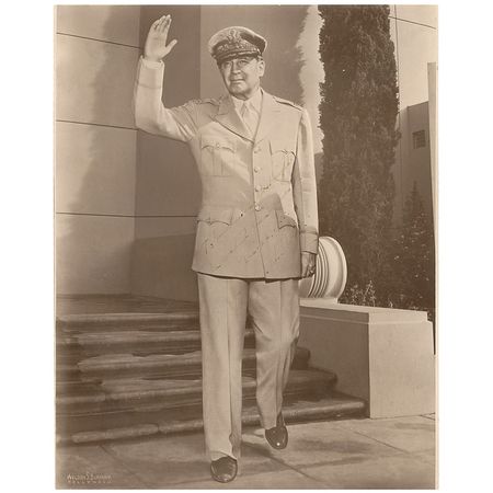 Lot #351 Douglas MacArthur: The legendary general presents an oversized portrait to California’s governor - Image 2