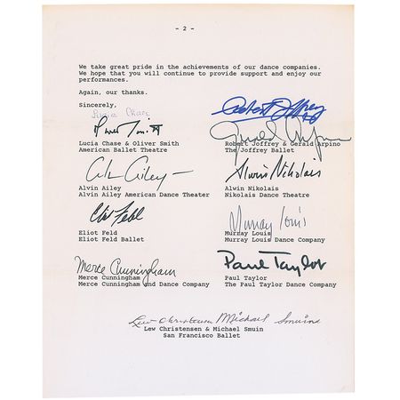 Lot #1002 Dance: Alvin Ailey and Robert Joffrey Typed Letter Signed - Image 2