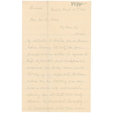 Lot #339 Wade Hampton: Hampton in Washington to attend the funeral of his old comrade, General Johnston - Image 1
