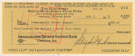 Lot #261 Elijah Muhammad Checks - Image 2