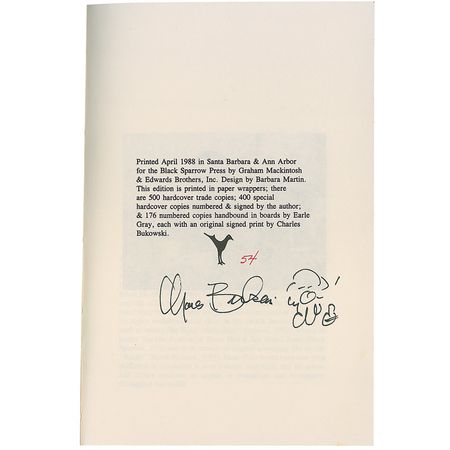 Lot #482 Charles Bukowski Book - Image 1