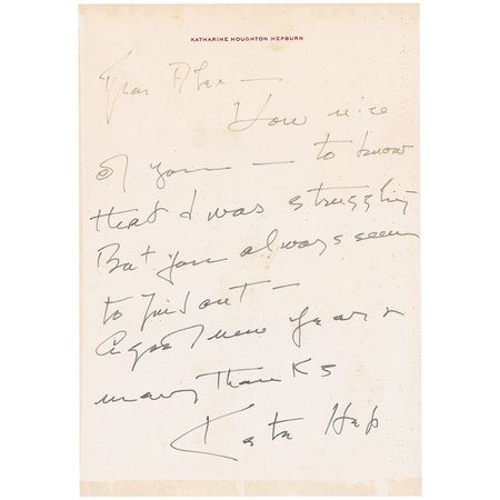 Lot #1028 Katharine Hepburn Handwritten Letter Signed - Image 1