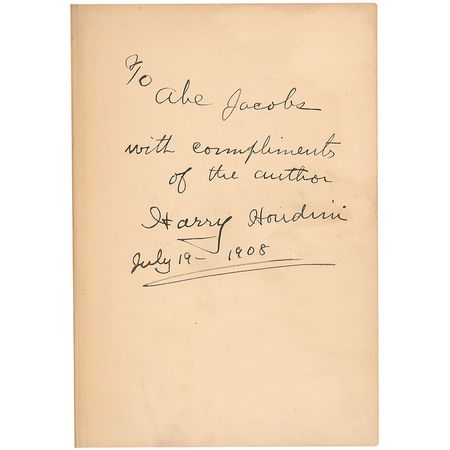 Lot #1032 Harry Houdini: Houdini presents a copy of his controversial exposé of the French conjurer - Image 1