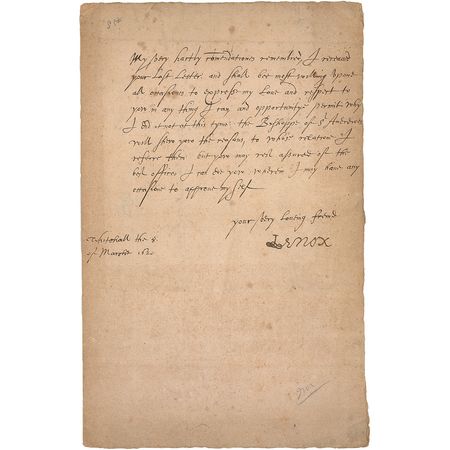Lot #290 Ludovic Stuart Signed Letter - Image 1