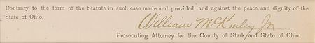 Lot #75 William McKinley Signature - Image 1