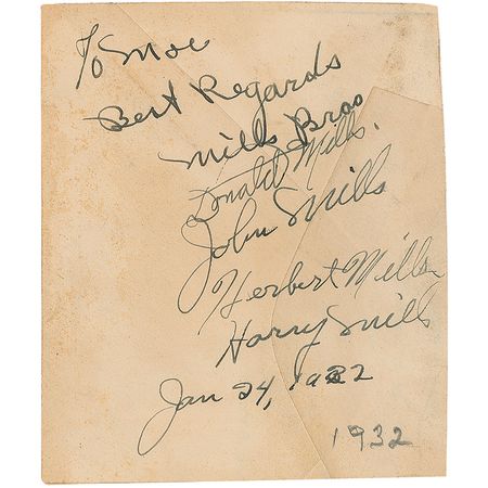 Lot #707 Mills Brothers Signatures - Image 1