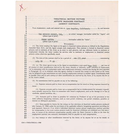 Lot #1102 Frank Sutton Signed Document - Image 1