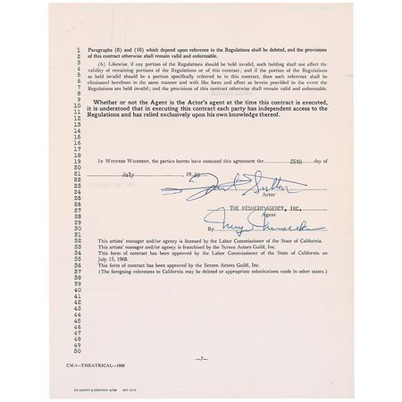 Lot #1102 Frank Sutton Signed Document - Image 2