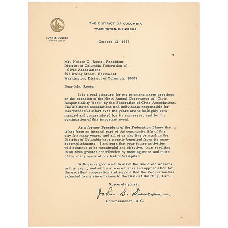 Lot #58 Lyndon B. Johnson: ?The D. C. Federation of Civic Associations are championing the cause of a better, safer, and more pleasant community in which to live and work? - Image 2