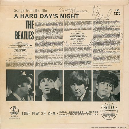 Lot #674 Beatles: Hard Dayâ??s Night soundtrack from the Fab Four, one of just six copies known to exist - Image 1