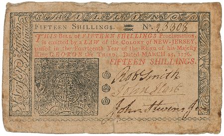 Lot #174 Declaration of Independence: John Hart Fifteen Shilling Note - Image 1