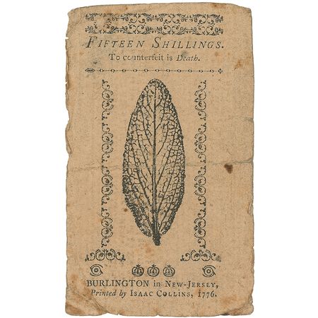 Lot #174 Declaration of Independence: John Hart Fifteen Shilling Note - Image 2