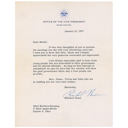 Lot #82 Richard Nixon Typed Letter Signed - Image 1