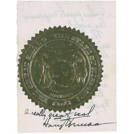 Lot #119 Harry S. Truman: Truman provides two interesting translations for his home state’s motto - Image 2