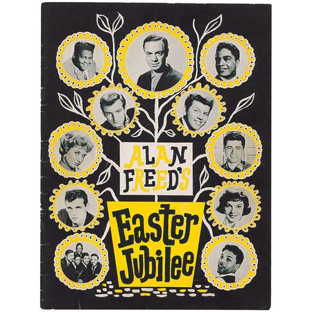 Lot #693 Alan Freed?s Easter Jubilee: Vintage Easter Jubilee program signed by 20 including Jackie Wilson, Bobby Darin, and Alan Freed - Image 1