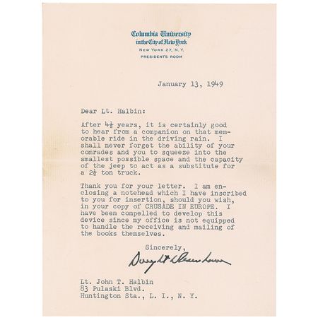 Lot #30 Dwight D. Eisenhower Letter and Insert - Image 1