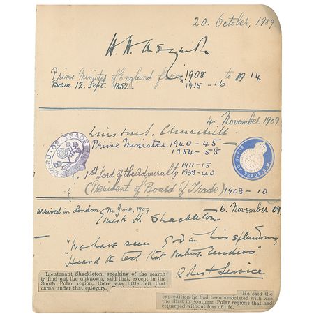 Lot #135 Autograph Album: British autograph album including Scott, Churchill, and a spectacular Shackleton AQS - Image 2