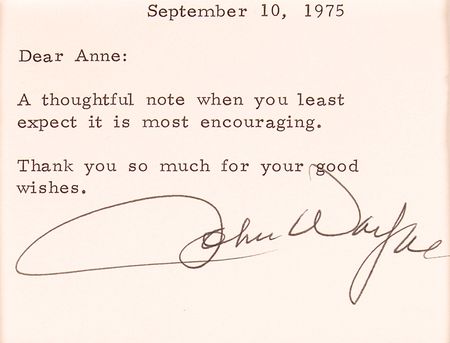 Lot #1121 John Wayne Typed Notes Signed - Image 1