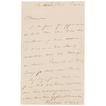 Lot #525 Victor Hugo Handwritten Letter Signed - Image 1
