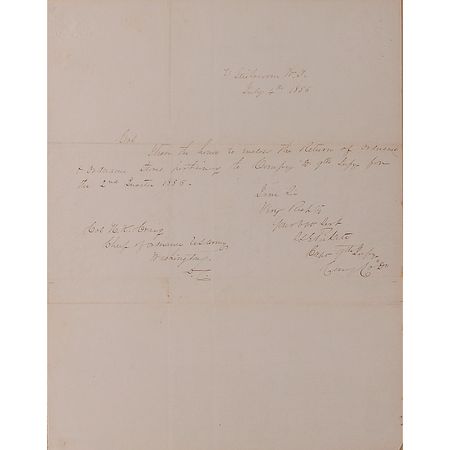 Lot #368 George E. Pickett: Pickett posts an 1856 order to headquarters while grappling with restive Native Americans in the Pacific Northwest - Image 1