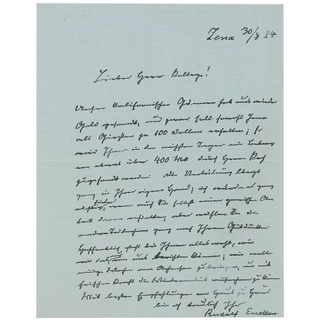 Lot #510 Rudolf Eucken Handwritten Letter Signed - Image 1