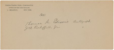 Lot #190 Thomas Edison: Edison pushes his ?Ediphone,? signing off with the finest, boldest ?umbrella? signature we?ve seen - Image 2