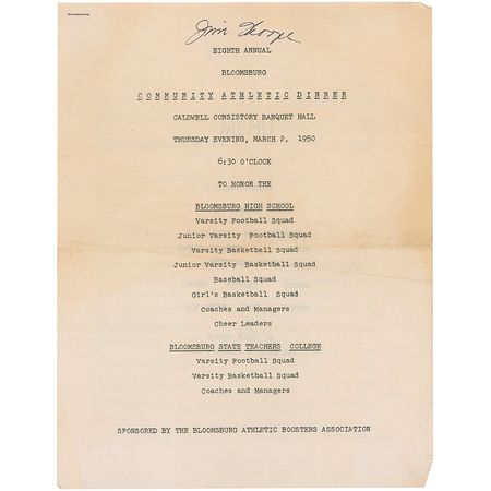 Lot #1473 Jim Thorpe: The ‘World’s Greatest Athlete’ attends a 1950 high school awards banquet - Image 2