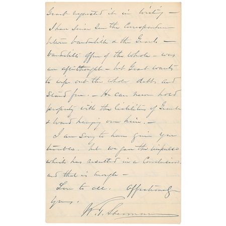 Lot #375 William T. Sherman: Impoverished and scandalized, Grant still has his great general’s support - Image 4