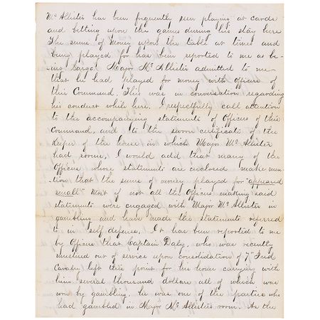 Lot #329 George A. Custer: Frustrated, Custer complains about undisciplined troops: “a great portion of the time he has been under the influence of liquor, frequently to such an extent to unfit him for duty” - Image 2