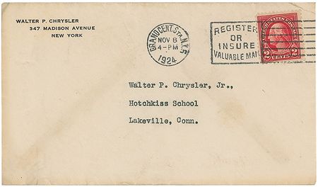 Lot #156 Walter P. Chrysler: Chrysler impresses the value of hard work to his son at Hotchkiss School - Image 2