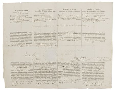 Lot #184 Martin Van Buren: Van Buren grants safe passage to an 1839 whaling vessel that would rescue the first Japanese person to ever visit the United States - Image 1