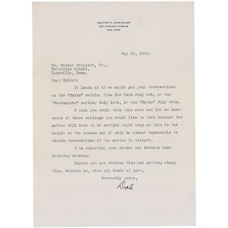 Lot #223 Walter P. Chrysler: The auto magnate makes plans for the sea - Image 2