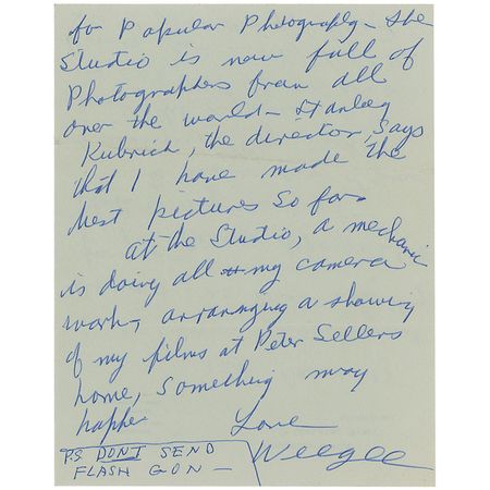 Lot #690 Weegee Handwritten Letter Signed - Image 2