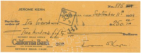 Lot #800 Jerome Kern: Kern pays Gershwin - Image 1