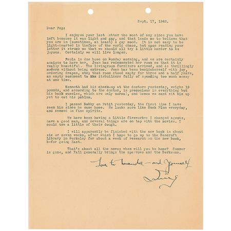 Lot #675 Irving Stone Typed Letter Signed - Image 1