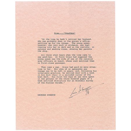 Lot #670 Georges Simenon Souvenir Typescript - Image 1