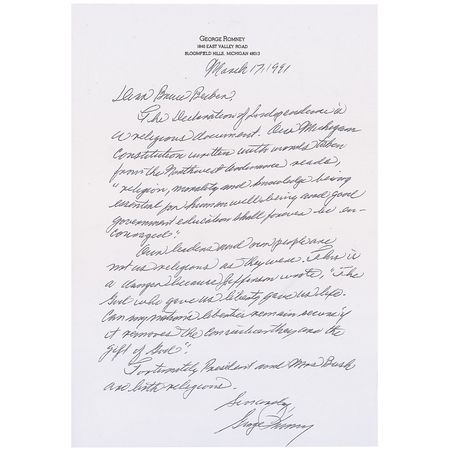 Lot #363 George Romney: “The Declaration of Independence is a religious document” - Image 1