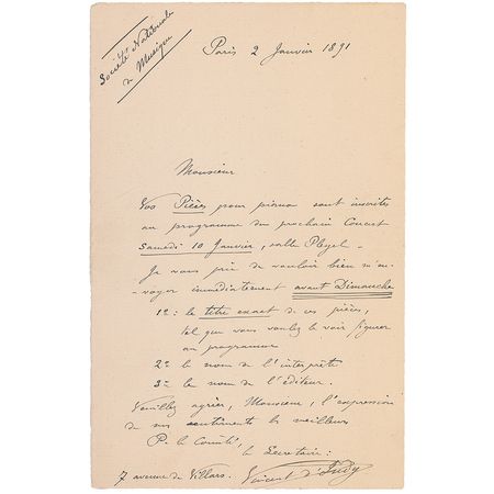 Lot #753 Vincent D’Indy Letters - Image 3