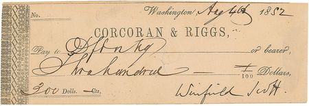 Lot #462 Winfield Scott Check - Image 1