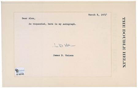 Lot #242 DNA: James D. Watson Typed Notes Signed - Image 1