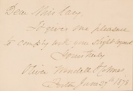 Lot #295 Oliver Wendell Holmes, Sr Handwritten Letter Signed - Image 2