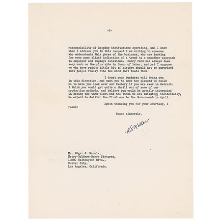 Lot #302 K. T. Keller: “The spotlight is certainly on the Ford Motor Company. They have had considerable violence there” - Image 2