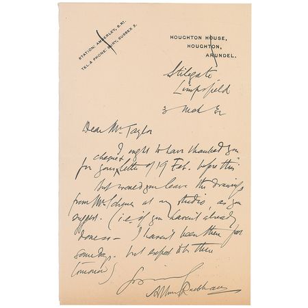 Lot #655 Arthur Rackham Handwritten Letter Signed - Image 1