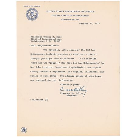 Lot #257 FBI: Hoover and Kelley Letters - Image 1
