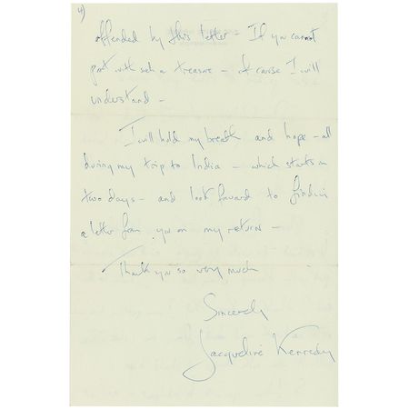 Lot #91 Jacqueline Kennedy: Jackie solicits a better portrait of Wilson for the White House: ?We are trying so hard to bring back the Presidential furniture and beautiful pictures to the White House? - Image 4