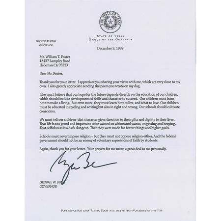 Lot #16 George W. Bush: “Schools must never impose