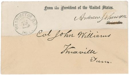 Lot #85 Andrew Johnson Free Frank - Image 1