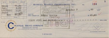 Lot #1130 Marilyn Monroe Check - Image 2